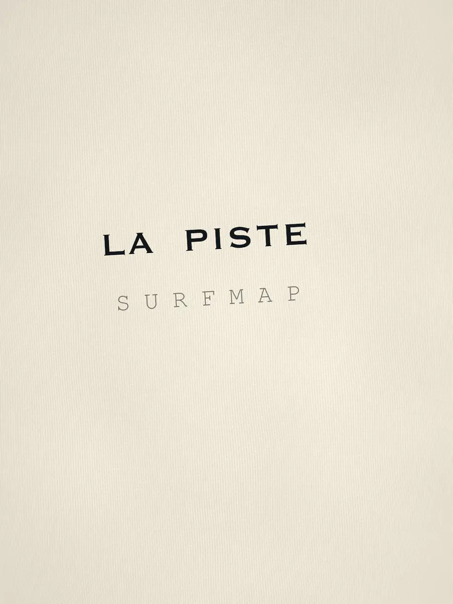 Close-up of the La Piste name printed over the heart