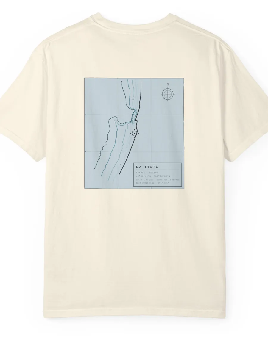 La Piste tee laid flat, back up