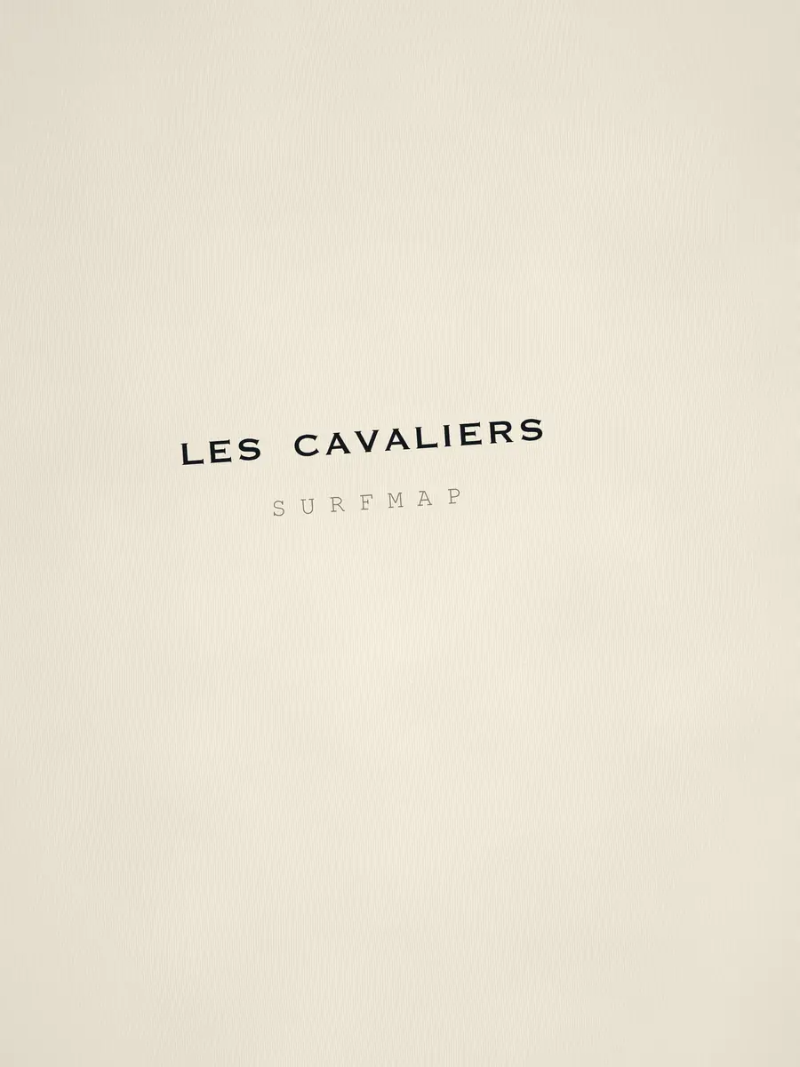 Close-up of the Les Cavaliers name printed over the heart