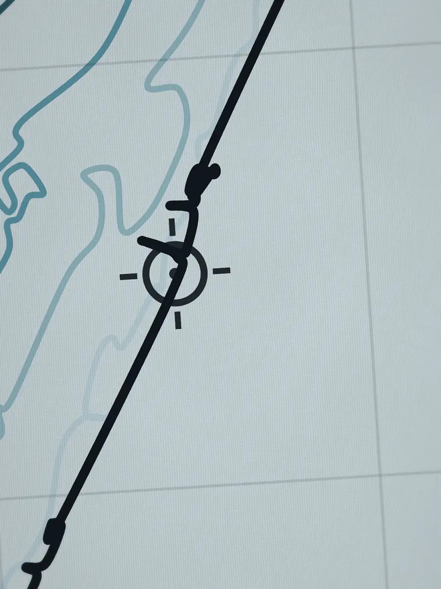 Close-up of the Les Cavaliers peak and the depth contours around it