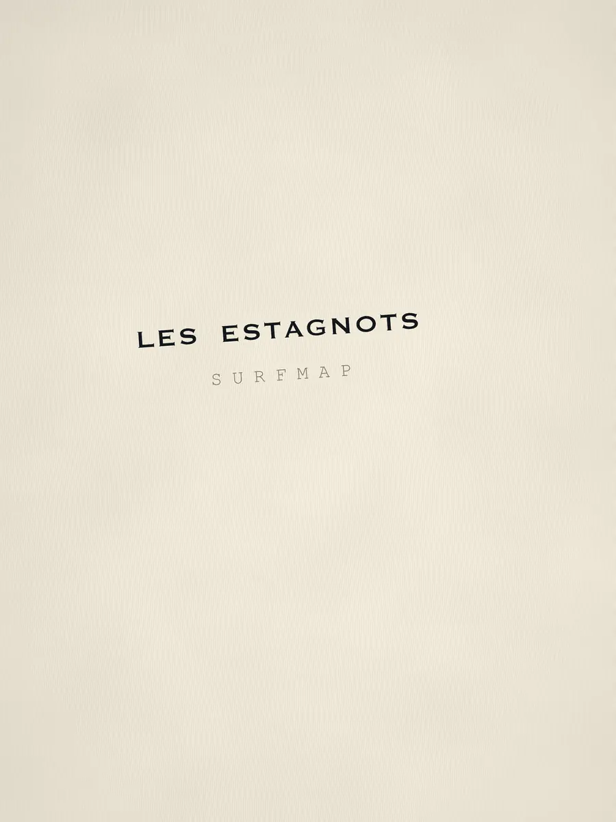 Close-up of the Les Estagnots name printed over the heart