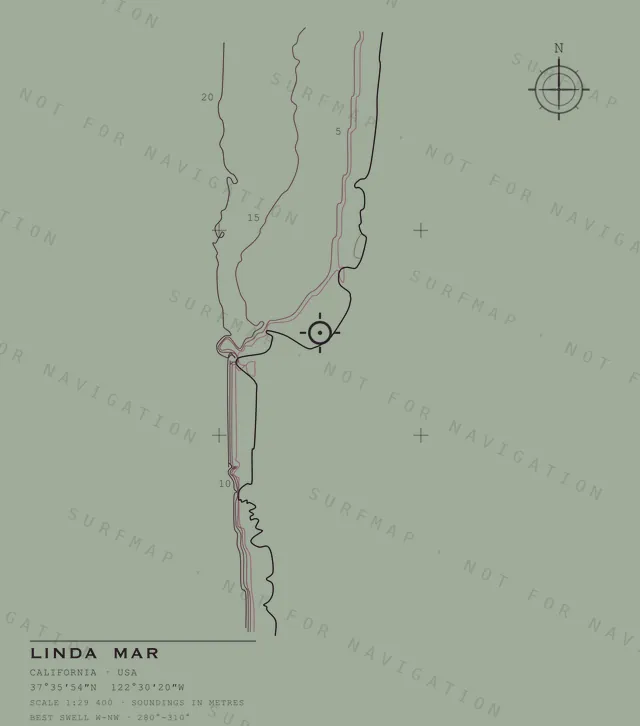 Linda Mar chart, the full artwork printed on the back