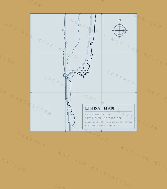 Linda Mar chart, the full artwork printed on the back