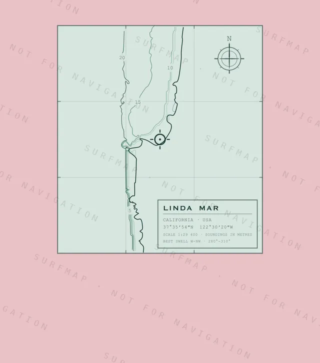 Linda Mar chart, the full artwork printed on the back