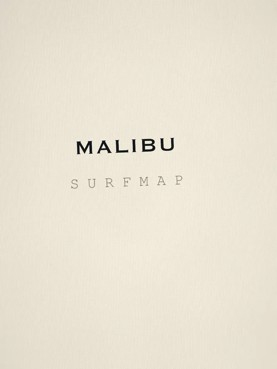 Close-up of the Malibu name printed over the heart