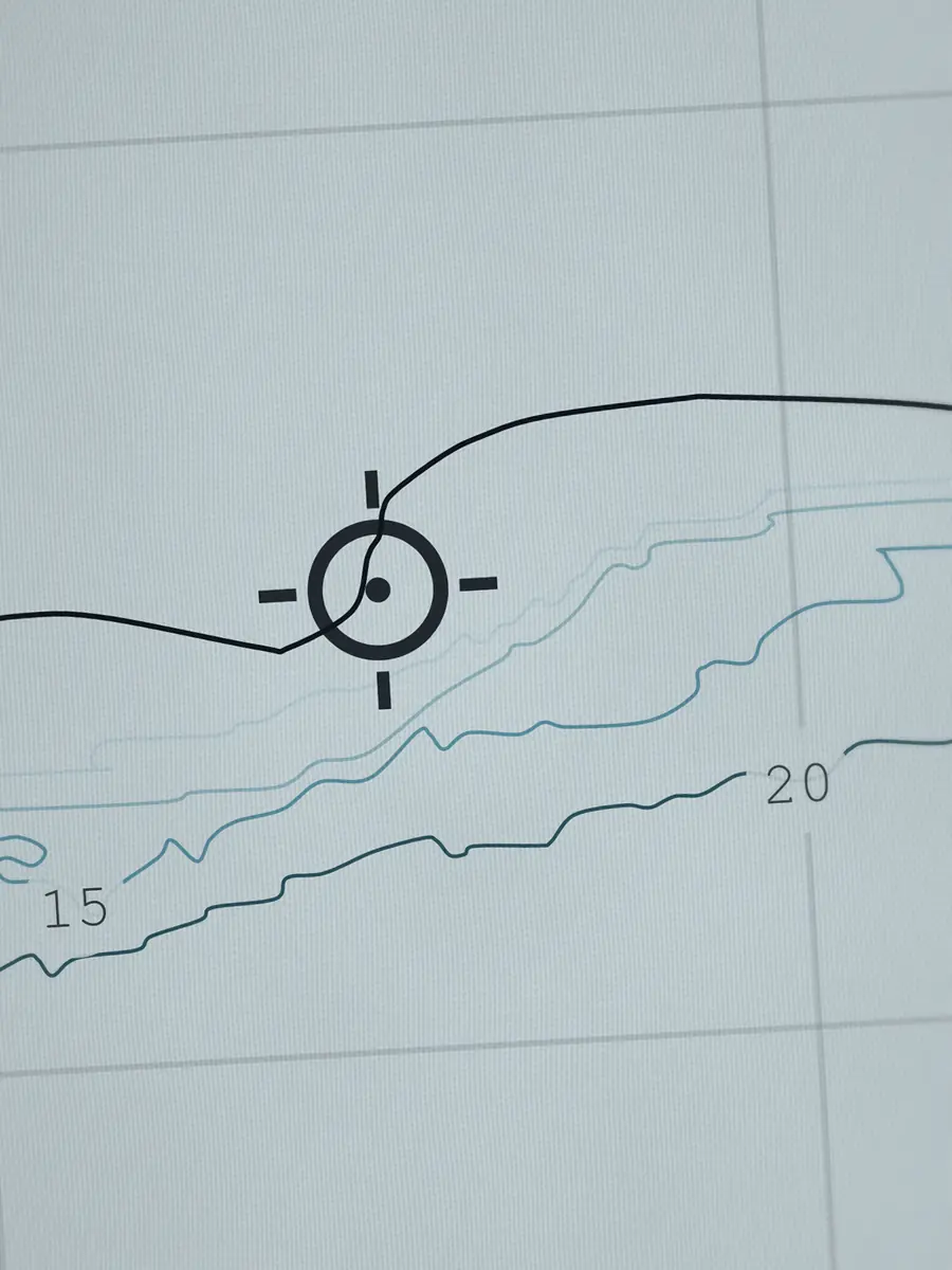 Close-up of the Malibu peak and the depth contours around it