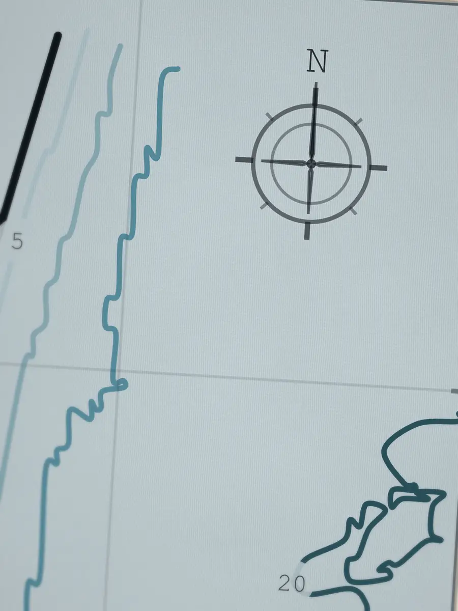 Close-up of the Manasquan Inlet compass rose, printed into the cotton