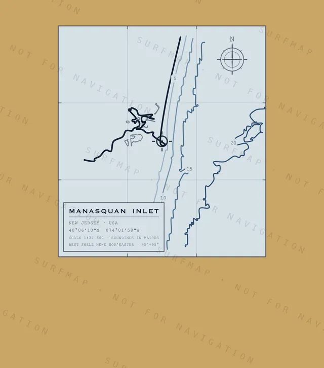 Manasquan Inlet chart, the full artwork printed on the back