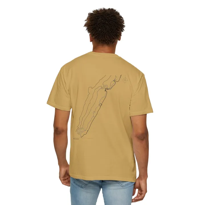 Milady Open Chart tee in Mustard, worn