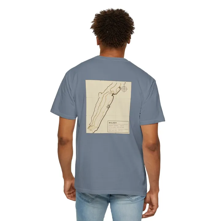 Milady Working Chart tee in Blue Jean, worn