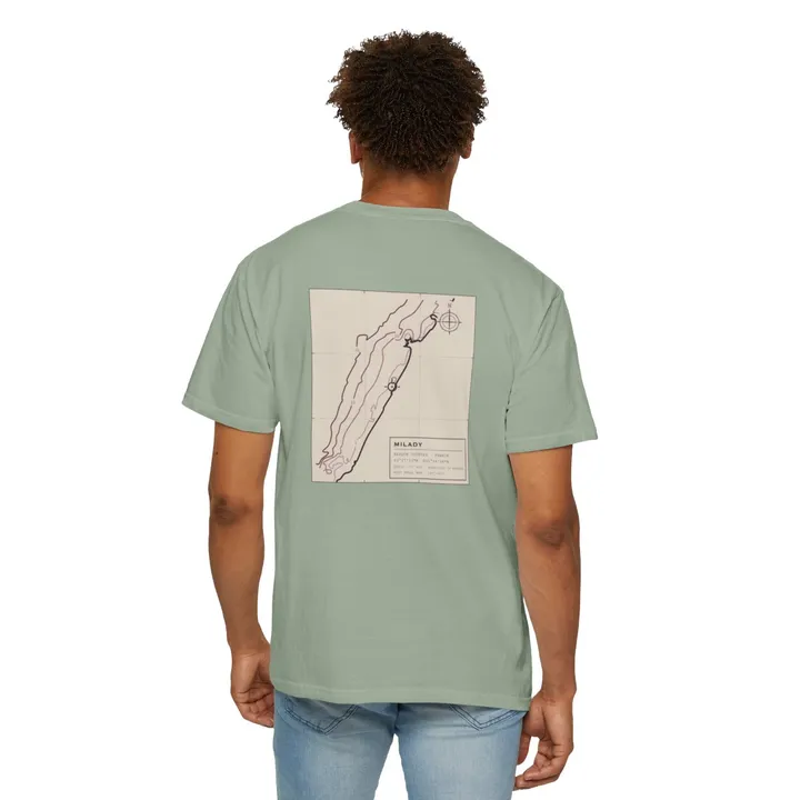 Milady Working Chart tee in Bay, worn