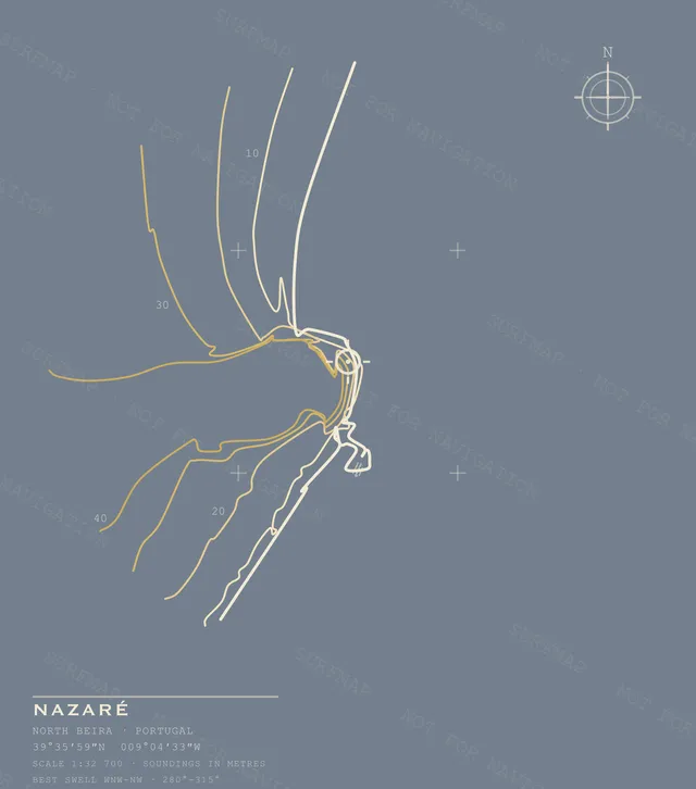 Nazaré Open Chart back print in Blue Jean, watermarked chart view