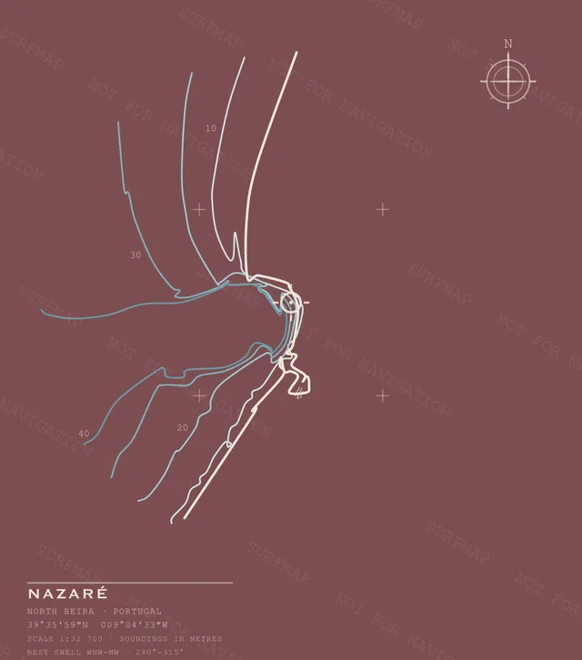 Nazaré Open Chart back print in Brick, watermarked chart view