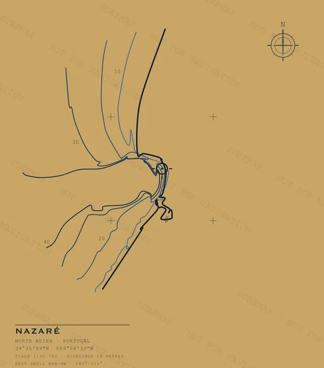 Nazaré Open Chart back print in Mustard, watermarked chart view