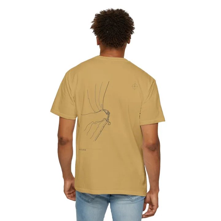 Nazaré Open Chart tee in Mustard, worn
