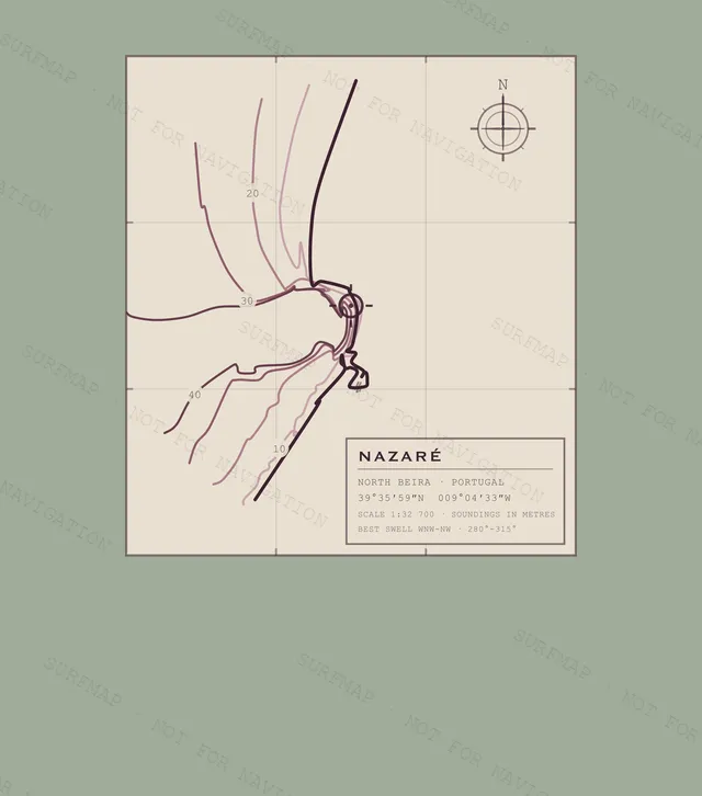 Nazaré Working Chart back print in Bay, watermarked chart view