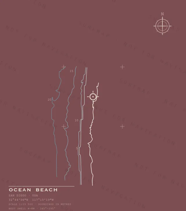 Ocean Beach chart, the full artwork printed on the back