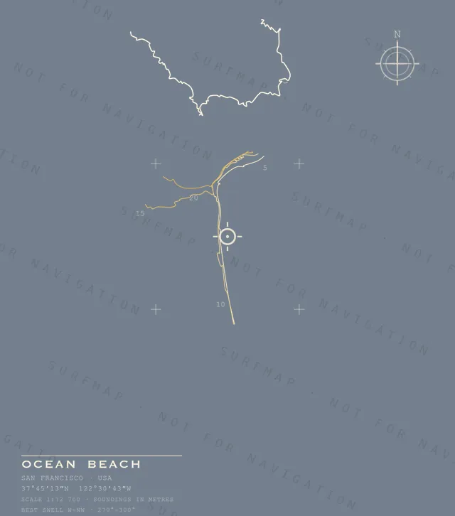 Ocean Beach chart, the full artwork printed on the back