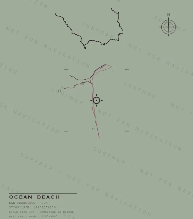 Ocean Beach chart, the full artwork printed on the back