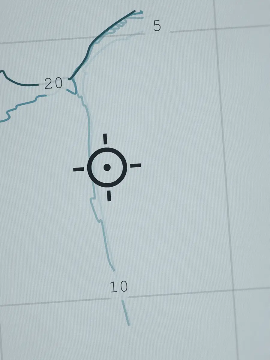 Close-up of the Ocean Beach peak and the depth contours around it