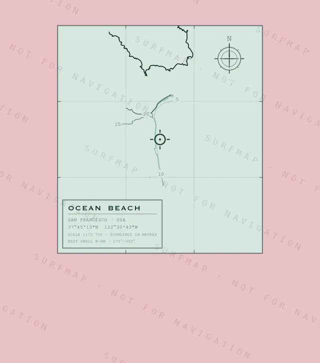 Ocean Beach chart, the full artwork printed on the back