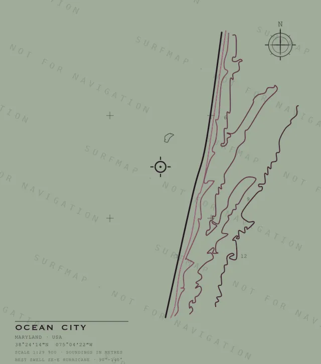 Ocean City chart, the full artwork printed on the back