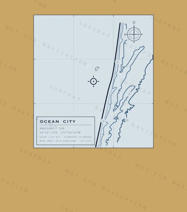 Ocean City chart, the full artwork printed on the back