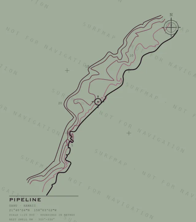 Karte von Pipeline, das ganze Motiv auf dem Rücken