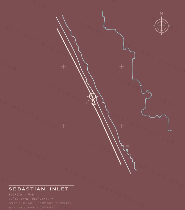 Sebastian Inlet chart, the full artwork printed on the back