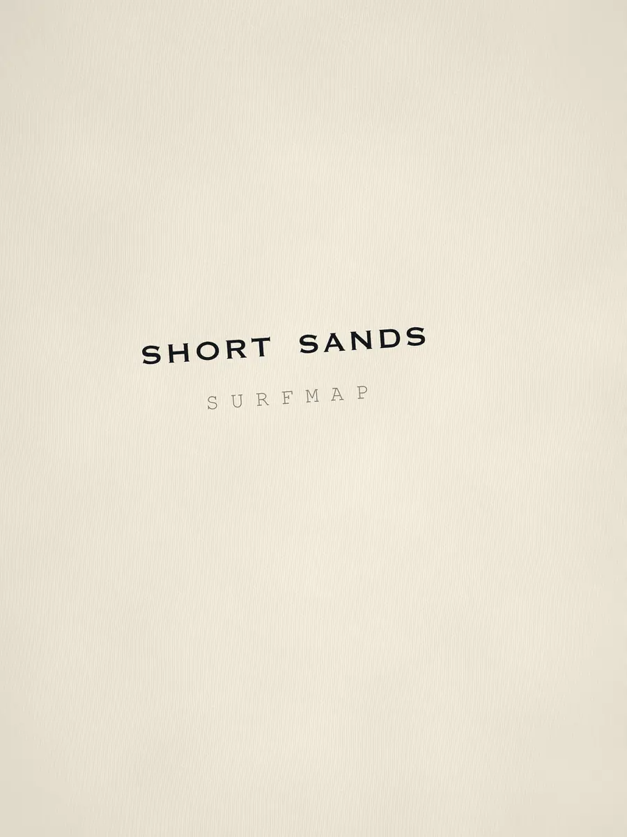 Close-up of the Short Sands name printed over the heart