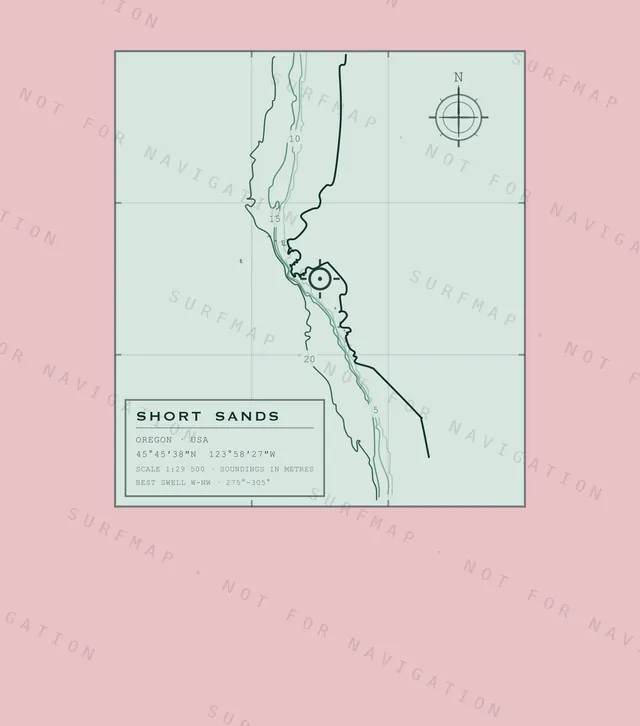 Carta di Short Sands, l’illustrazione completa stampata sulla schiena