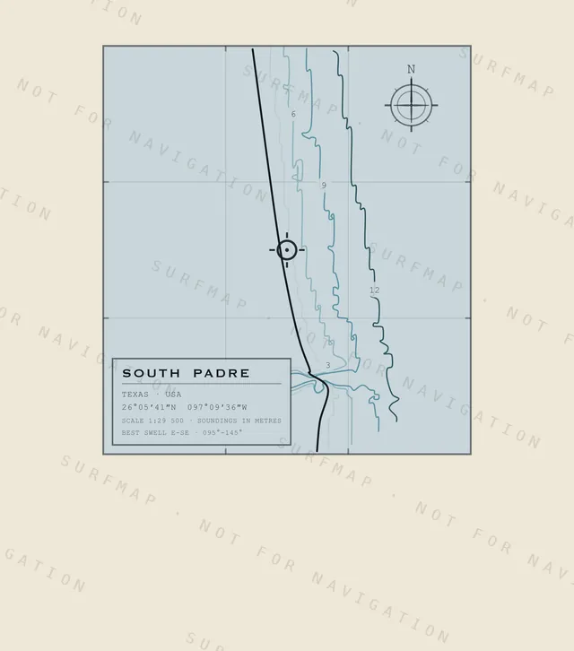 South Padre chart, the full artwork printed on the back