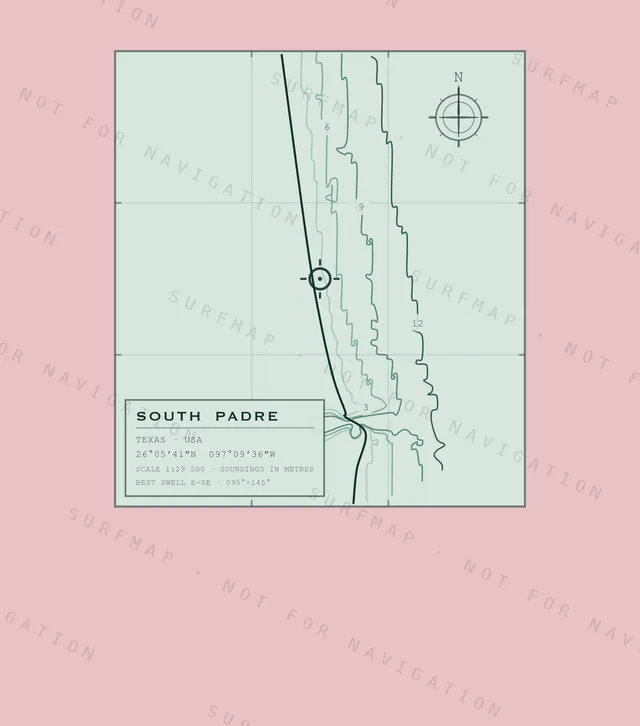 South Padre chart, the full artwork printed on the back