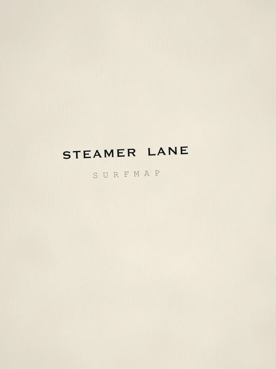 Close-up of the Steamer Lane name printed over the heart