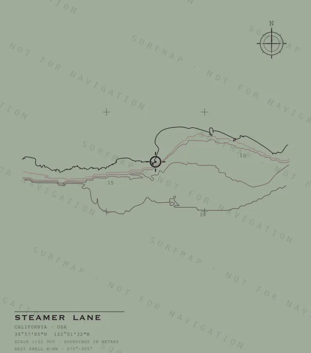 Steamer Lane chart, the full artwork printed on the back