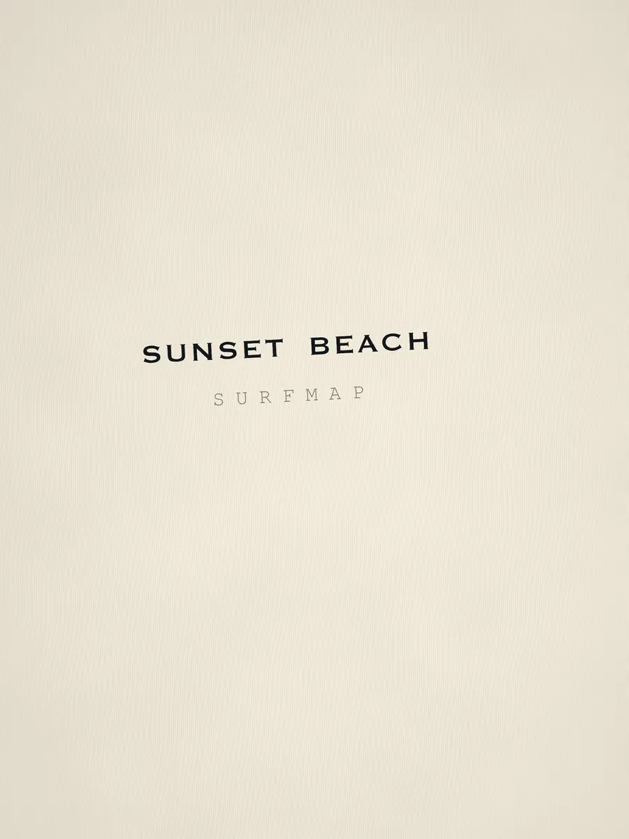 Close-up of the Sunset Beach name printed over the heart