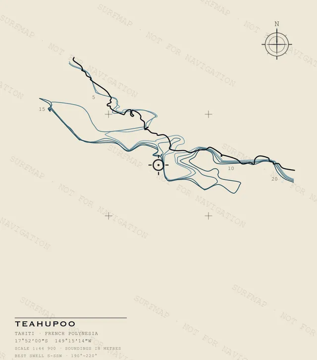 Teahupoo Open Chart back print in Ivory, watermarked chart view