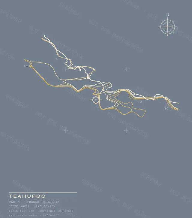 Teahupoo Open Chart back print in Blue Jean, watermarked chart view