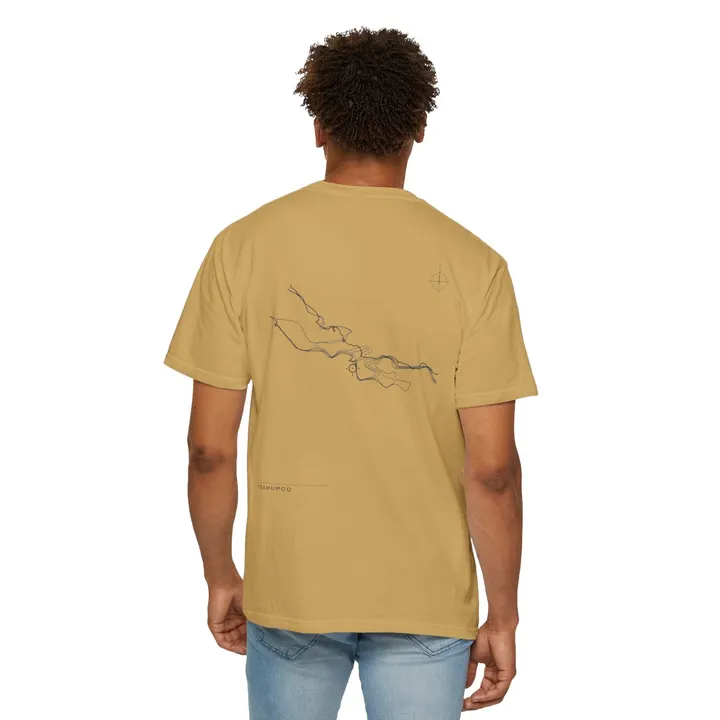 Teahupoo Open Chart tee in Mustard, worn