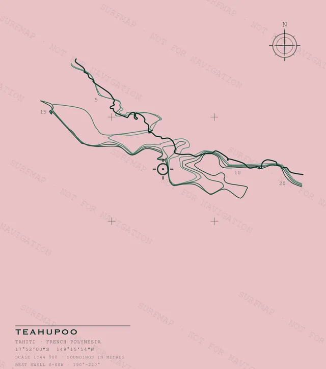 Teahupoo Open Chart back print in Blossom, watermarked chart view