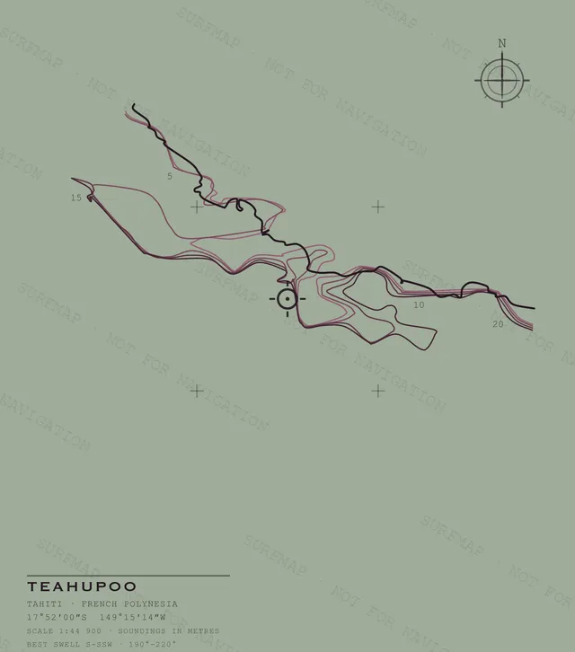 Teahupoo Open Chart back print in Bay, watermarked chart view