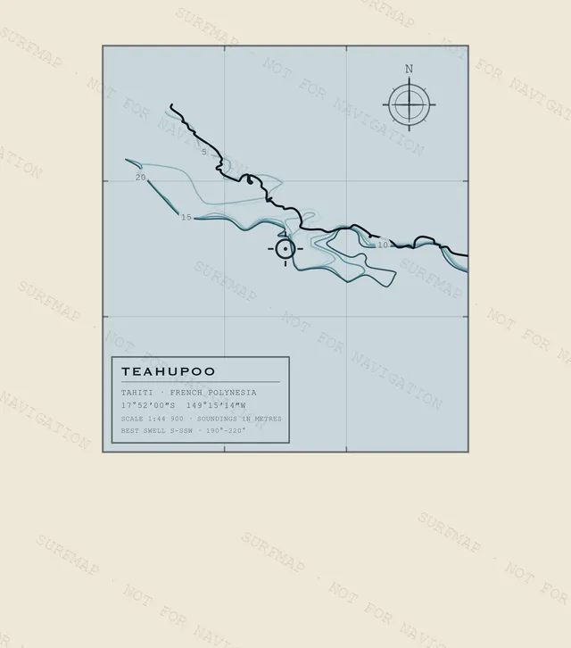Teahupoo Working Chart back print in Ivory, watermarked chart view