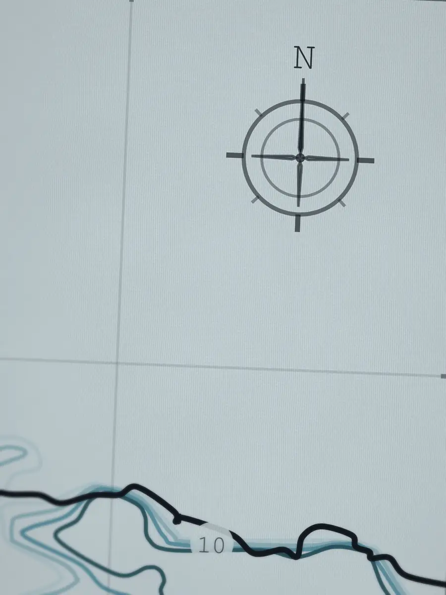 Nahaufnahme der Kompassrose von Teahupoo, in die Baumwolle gedruckt