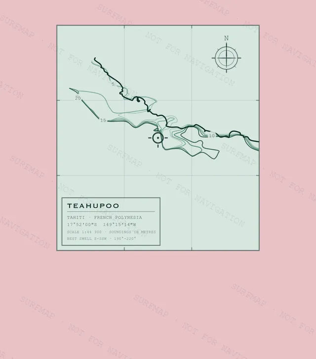 Teahupoo Working Chart back print in Blossom, watermarked chart view