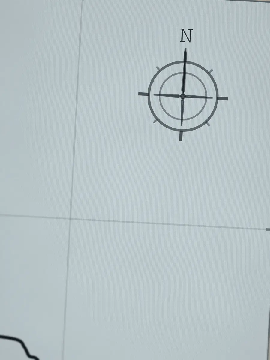 Primer plano de la rosa de los vientos de The Wedge, impresa en el algodón