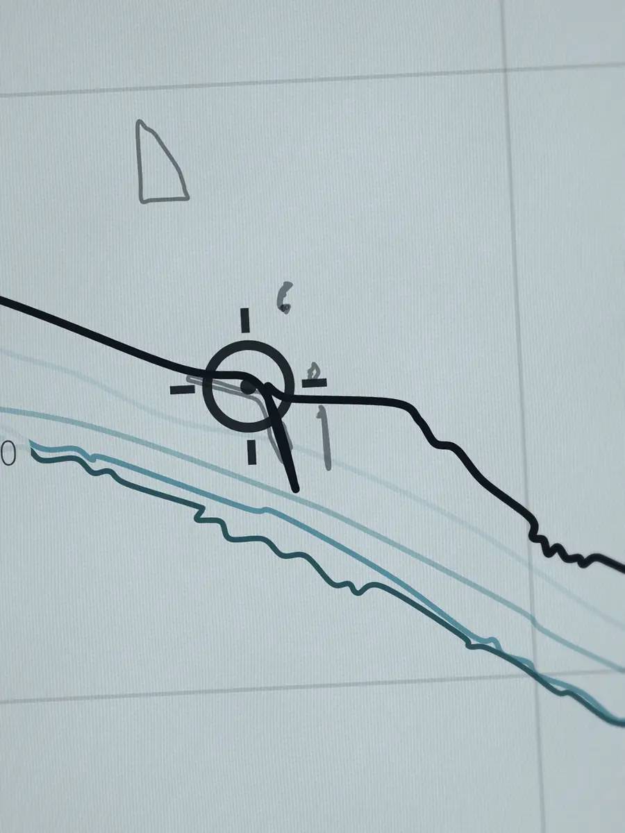 Primer plano del pico de The Wedge con sus curvas de profundidad