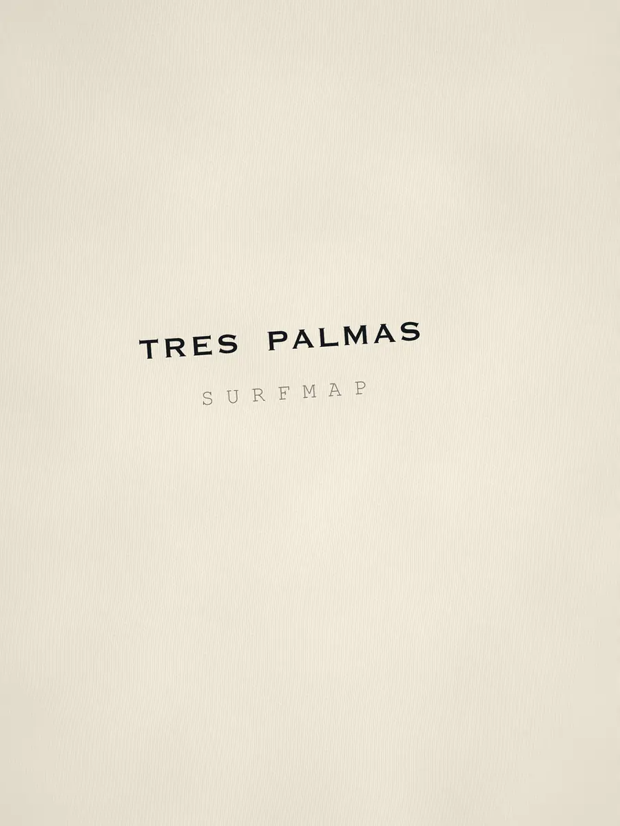 Close-up of the Tres Palmas name printed over the heart