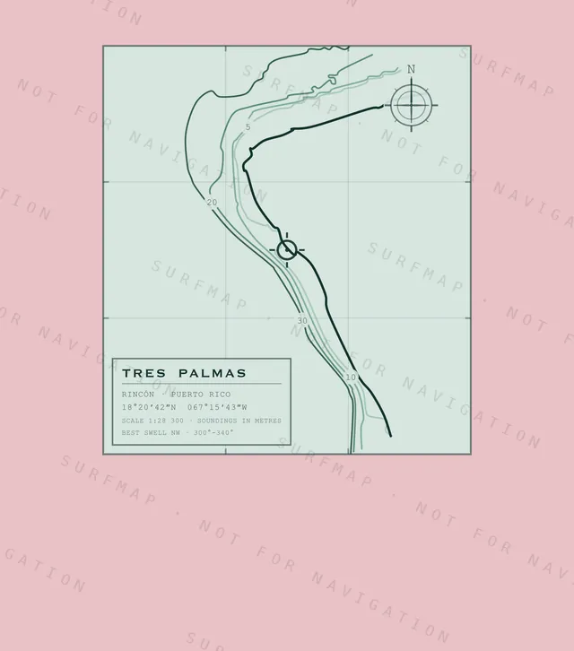 Tres Palmas chart, the full artwork printed on the back
