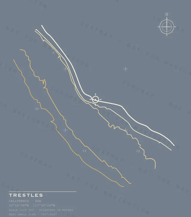 Trestles chart, the full artwork printed on the back