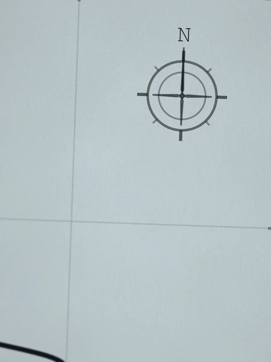 Close-up of the Trestles compass rose, printed into the cotton